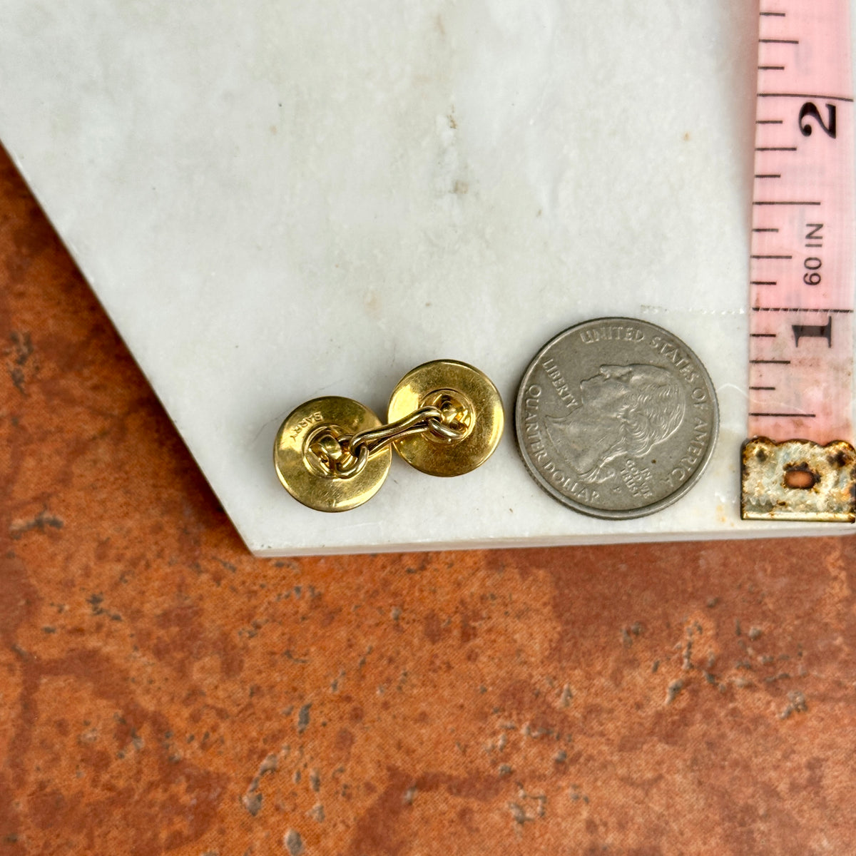 Estate Gold-Tone Painted Horse Cuff Links