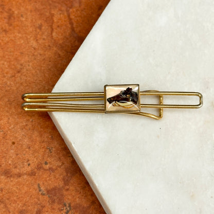 Estate Gold-Tone Painted Horse Tie Bar