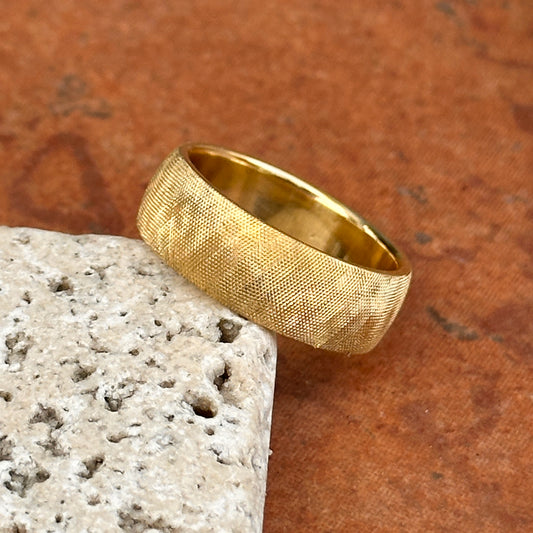 18KT Yellow Gold Florentine-Finish 7mm European Wedding Band Ring