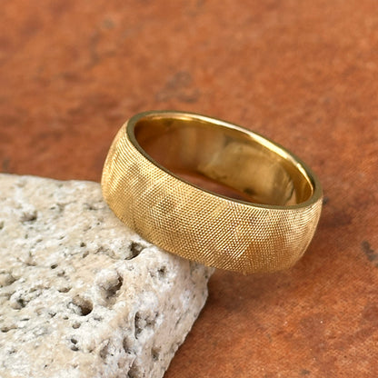 18KT Yellow Gold Florentine-Finish 7mm European Wedding Band Ring