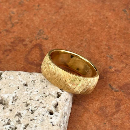 18KT Yellow Gold Florentine-Finish 7mm European Wedding Band Ring