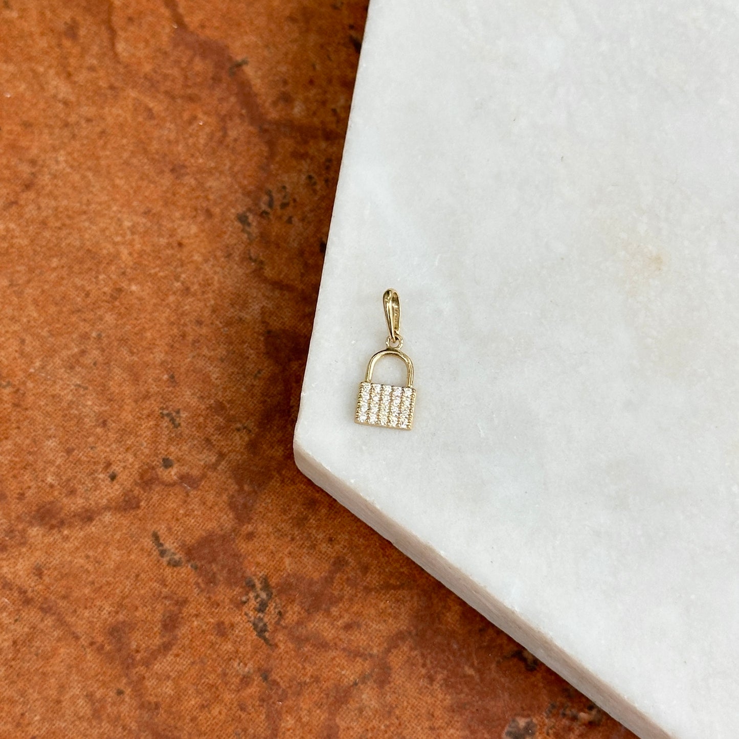 10KT Yellow Gold Shiny Mini Lock or Purse Charm Pendant