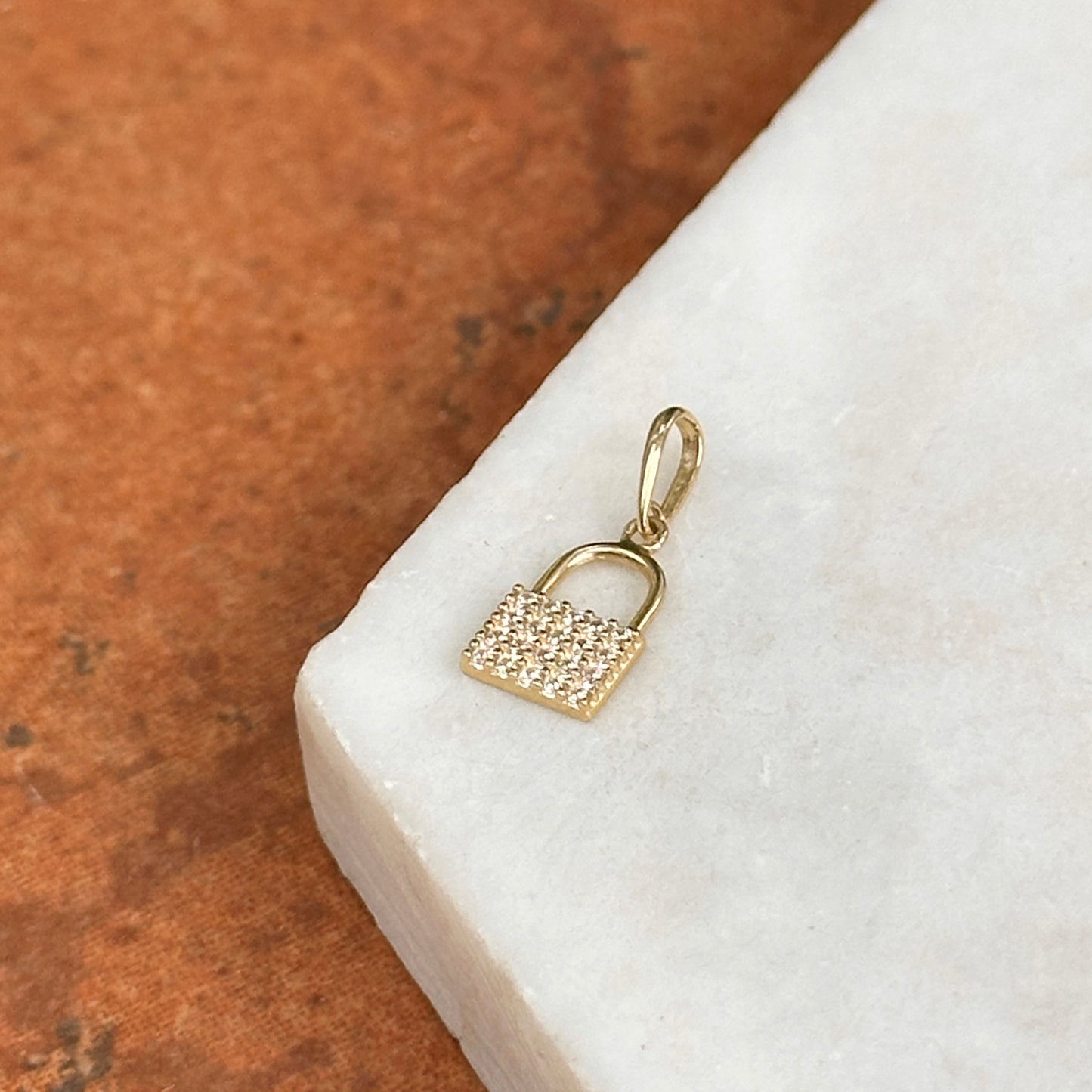 10KT Yellow Gold Shiny Mini Lock or Purse Charm Pendant