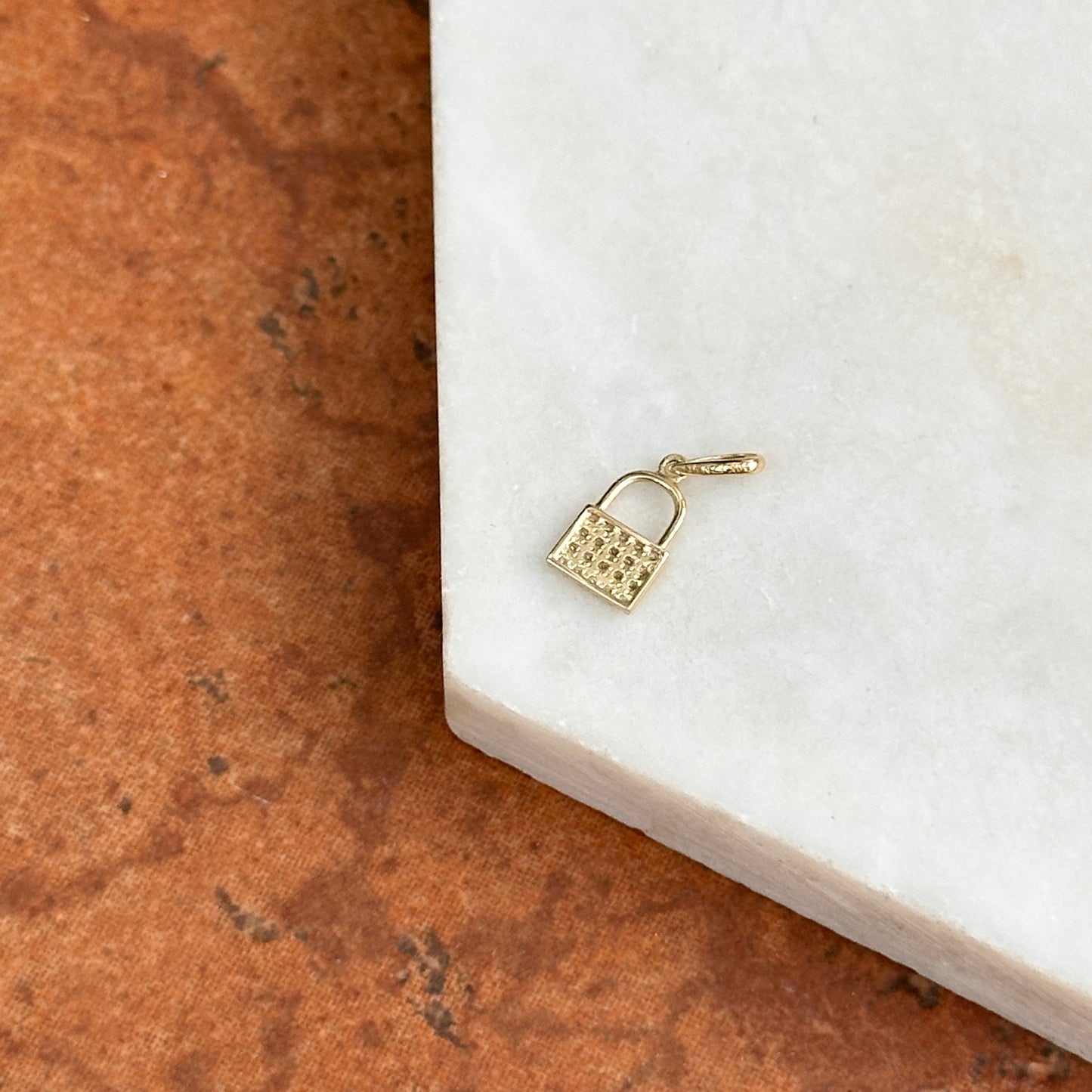 10KT Yellow Gold Shiny Mini Lock or Purse Charm Pendant