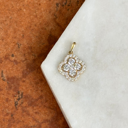 10KT Yellow Gold CZ Clover Flower Pendant Charm