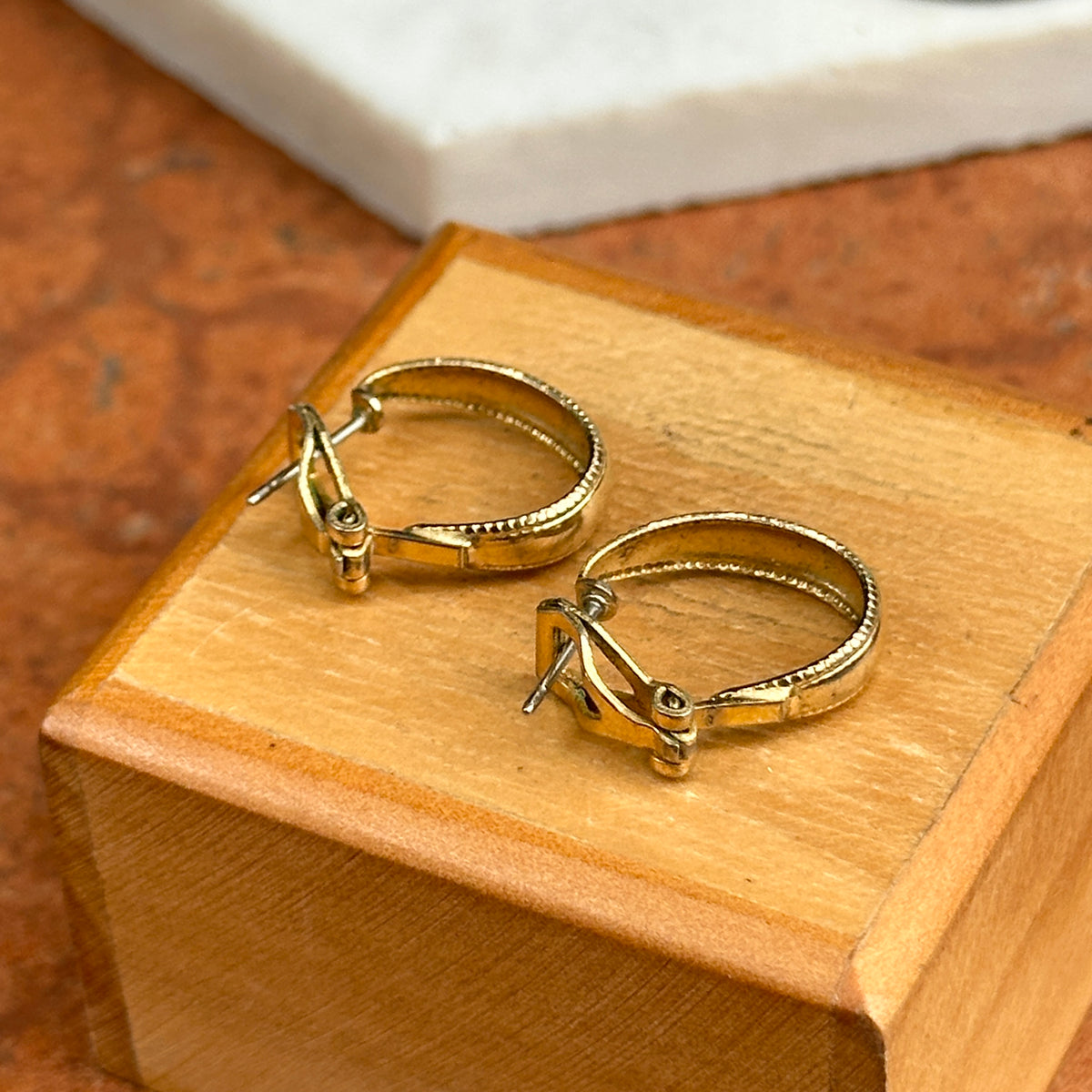 Estate Gold-Plated Hoop Omega Back Earrings