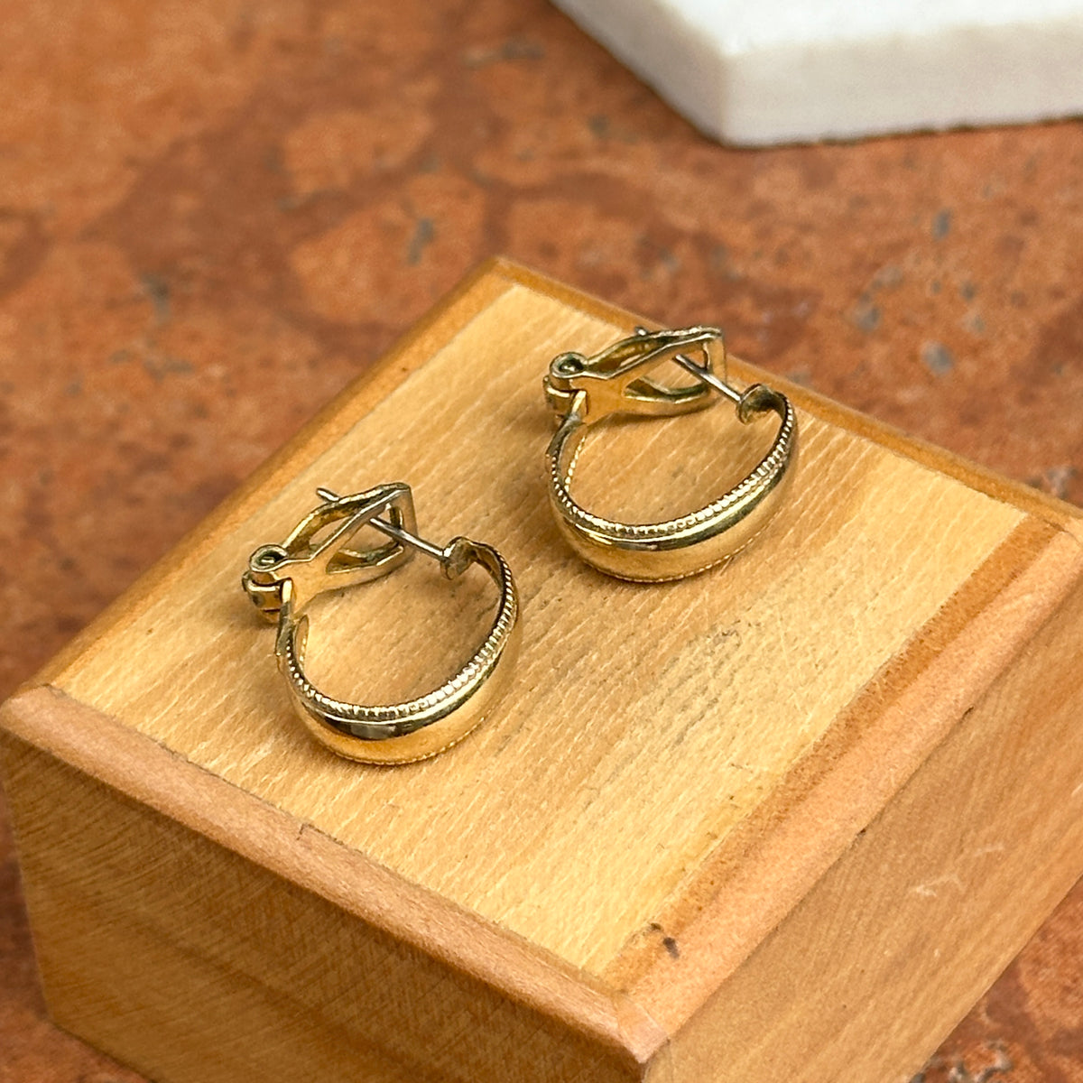 Estate Gold-Plated Hoop Omega Back Earrings