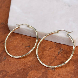 10KT Yellow Gold Diamond-Cut Squared Hoop Earrings 35mm