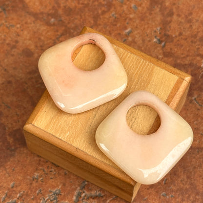 Estate Peach Gemstone Diamond Shape Earring Charms