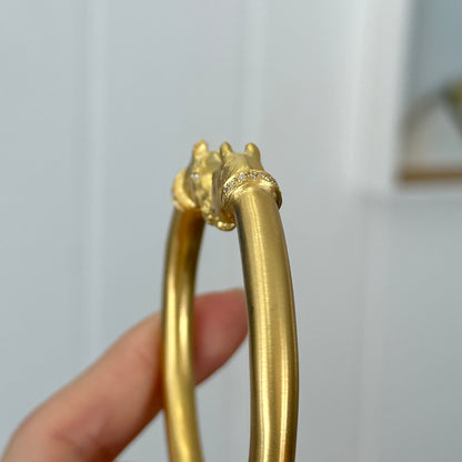 Estate 14KT Yellow Gold Diamond Horse Head Cuff Bracelet