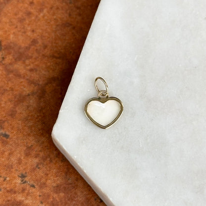 14KT Yellow Gold Mother of Pearl Heart Pendant Charm Small