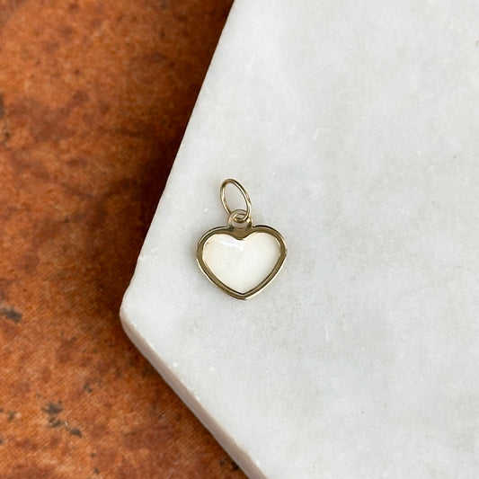 14KT Yellow Gold Mother of Pearl Heart Pendant Charm Small