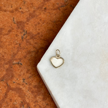 14KT Yellow Gold Mother of Pearl Heart Pendant Charm Small