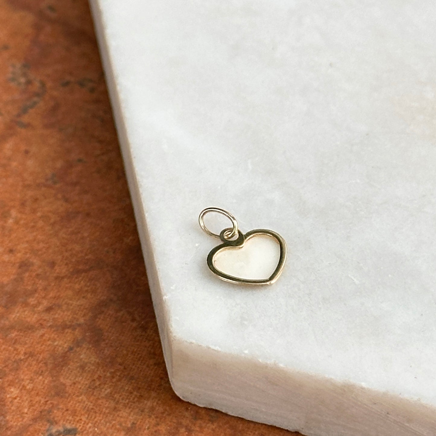 14KT Yellow Gold Mother of Pearl Heart Pendant Charm Small