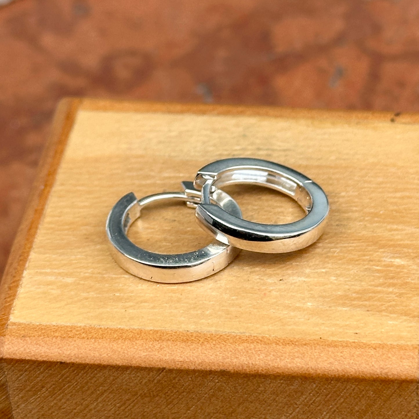Sterling Silver High Hinged Huggie Hoop Earrings 16mm x 2.5mm