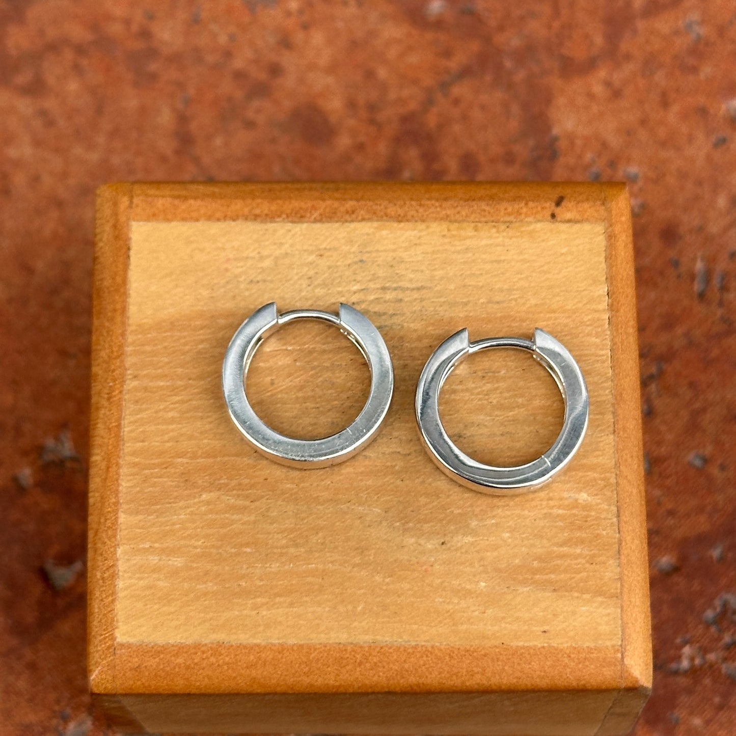 Sterling Silver High Hinged Huggie Hoop Earrings 16mm x 2.5mm