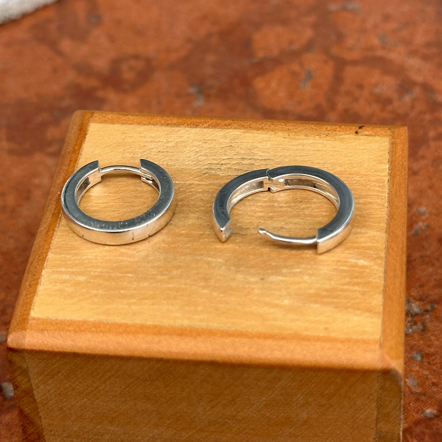 Sterling Silver High Hinged Huggie Hoop Earrings 16mm x 2.5mm