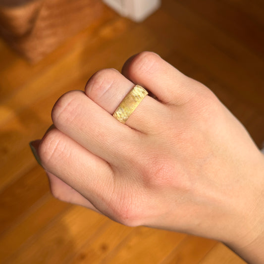 18KT Yellow Gold Florentine-Finish 7mm European Wedding Band Ring