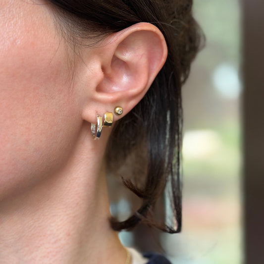 Sterling Silver High Hinged Huggie Hoop Earrings 16mm x 2.5mm