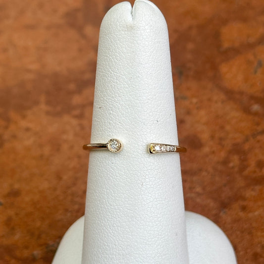 14KT Yellow Gold Diamond Open Band Stackable Band Ring