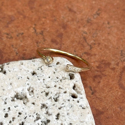 14KT Yellow Gold Diamond Open Band Stackable Band Ring