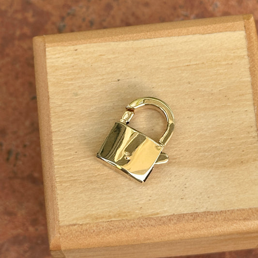 14KT Yellow Gold Hinged PadLock Pendant 17mm