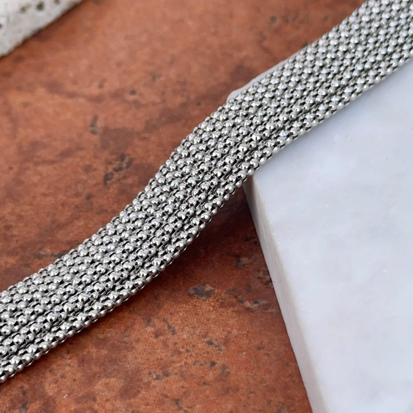 Estate 14KT White Gold Mesh Soft Bangle Bracelet