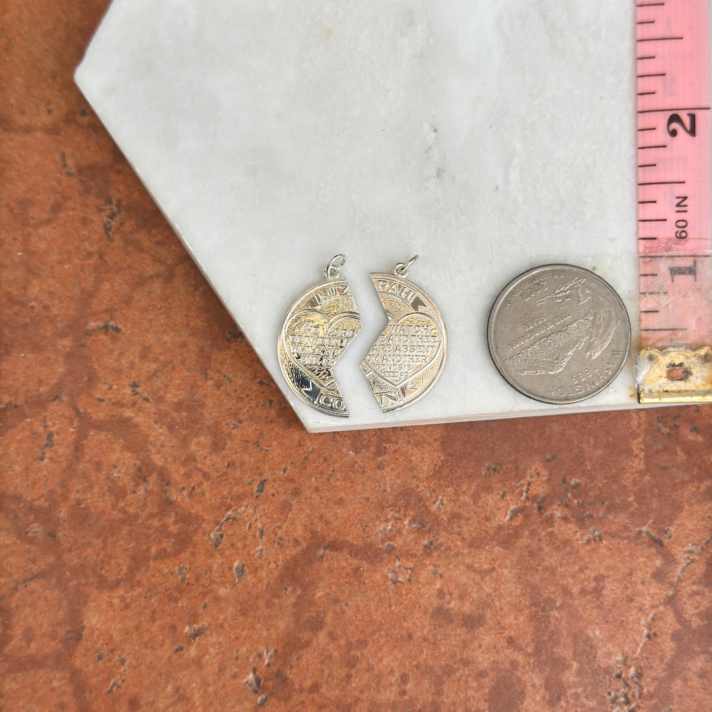 Sterling Silver Mizpah Coin Double Friendship Pendants