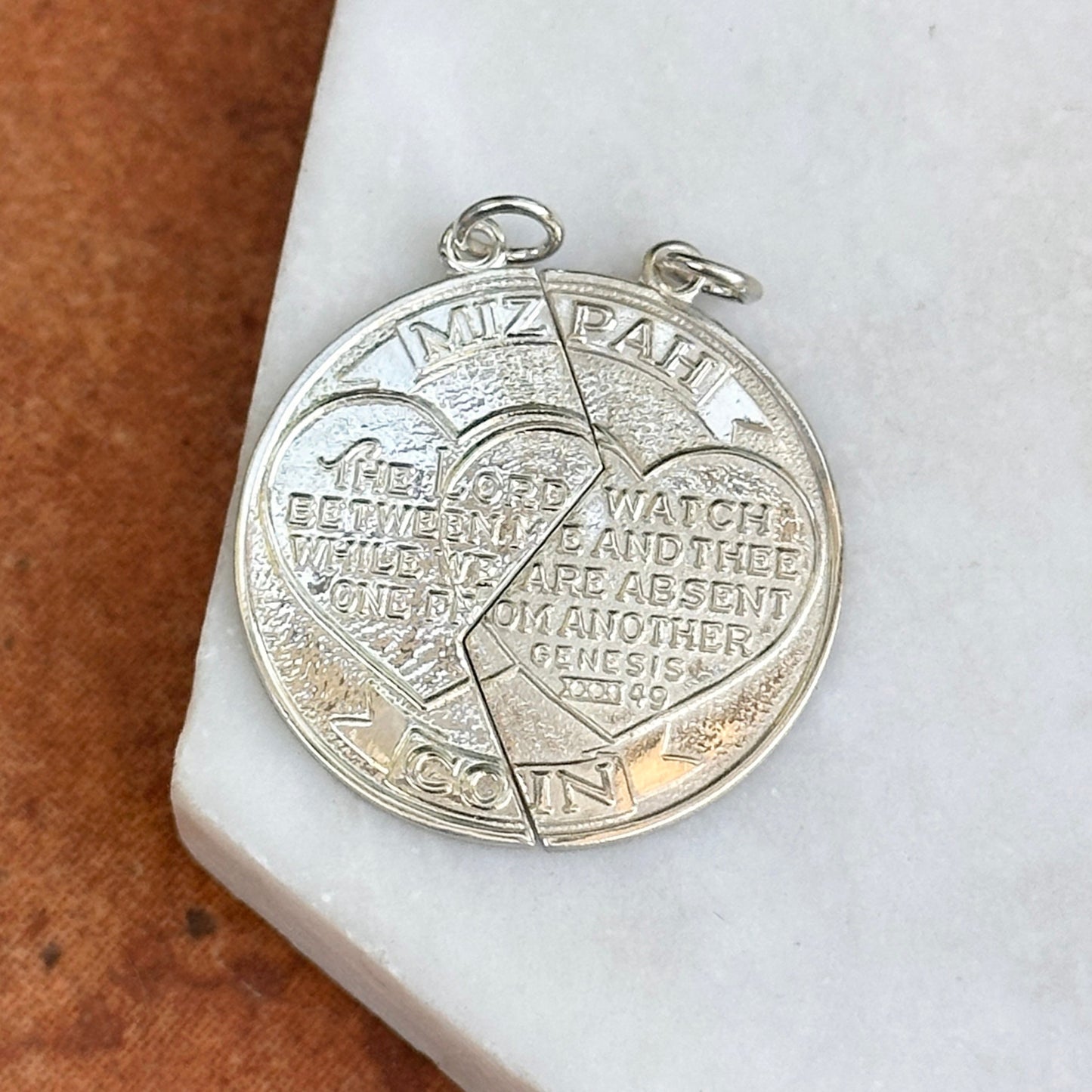 Sterling Silver Mizpah Coin Double Friendship Pendants