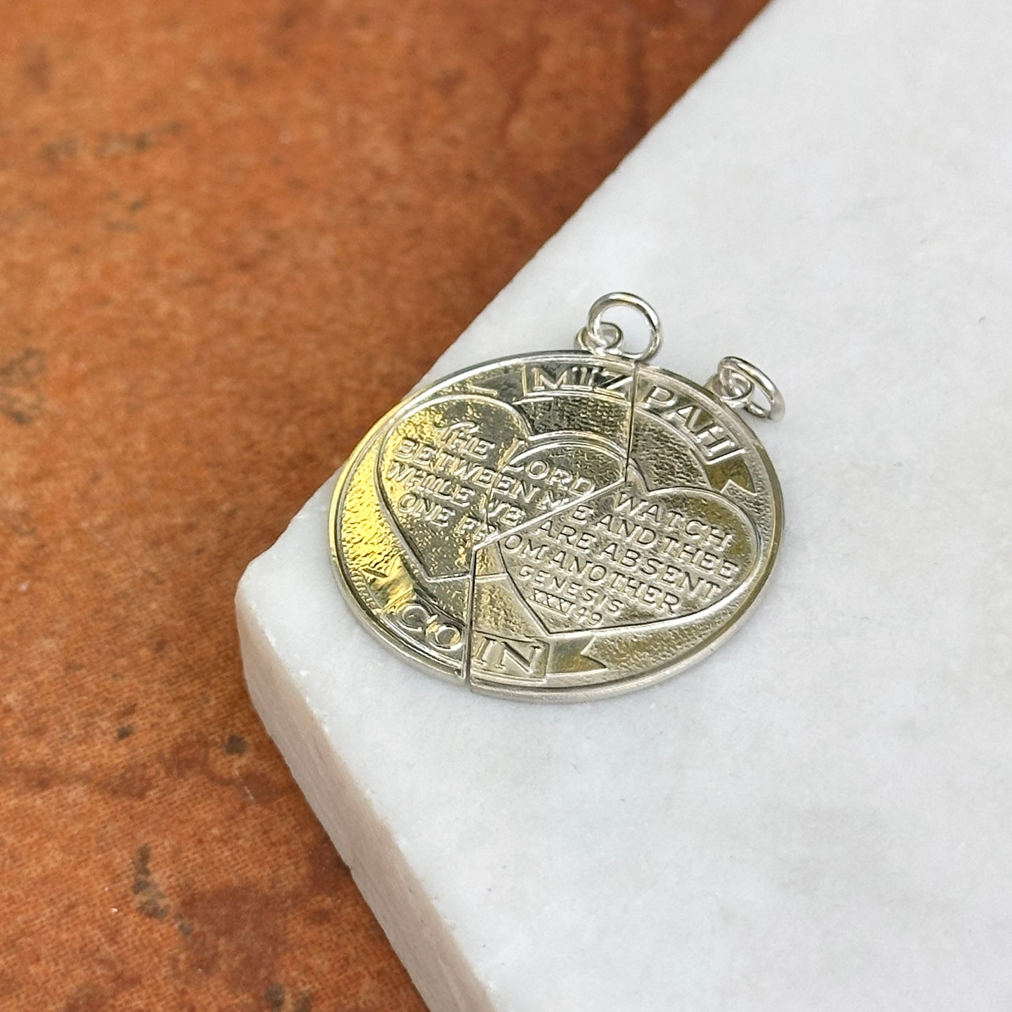 Sterling Silver Mizpah Coin Double Friendship Pendants
