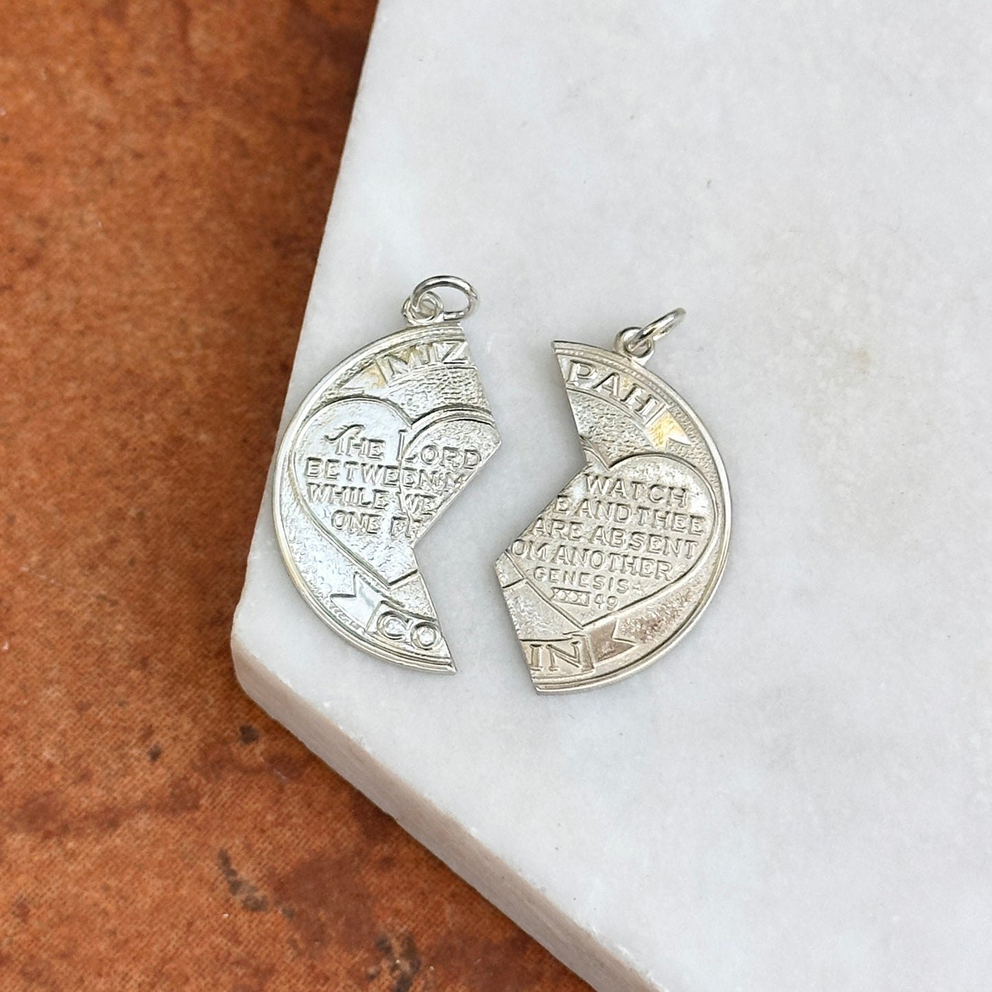 Sterling Silver Mizpah Coin Double Friendship Pendants