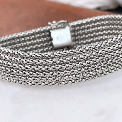 Estate 14KT White Gold Mesh Soft Bangle Bracelet