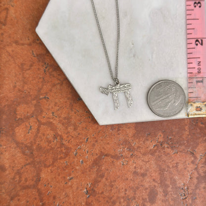 Sterling Silver Textured Polished Nugget Chai Symbol Pendant 20mm