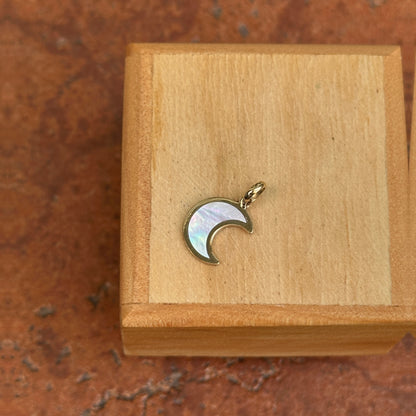 14KT Yellow Gold Small Crescent Moon Mother of Pearl Pendant Charm