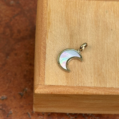 14KT Yellow Gold Small Crescent Moon Mother of Pearl Pendant Charm