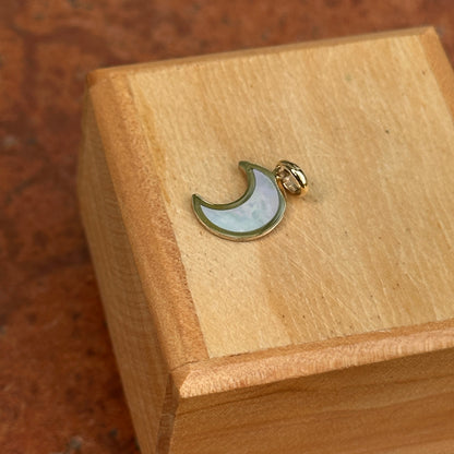 14KT Yellow Gold Small Crescent Moon Mother of Pearl Pendant Charm