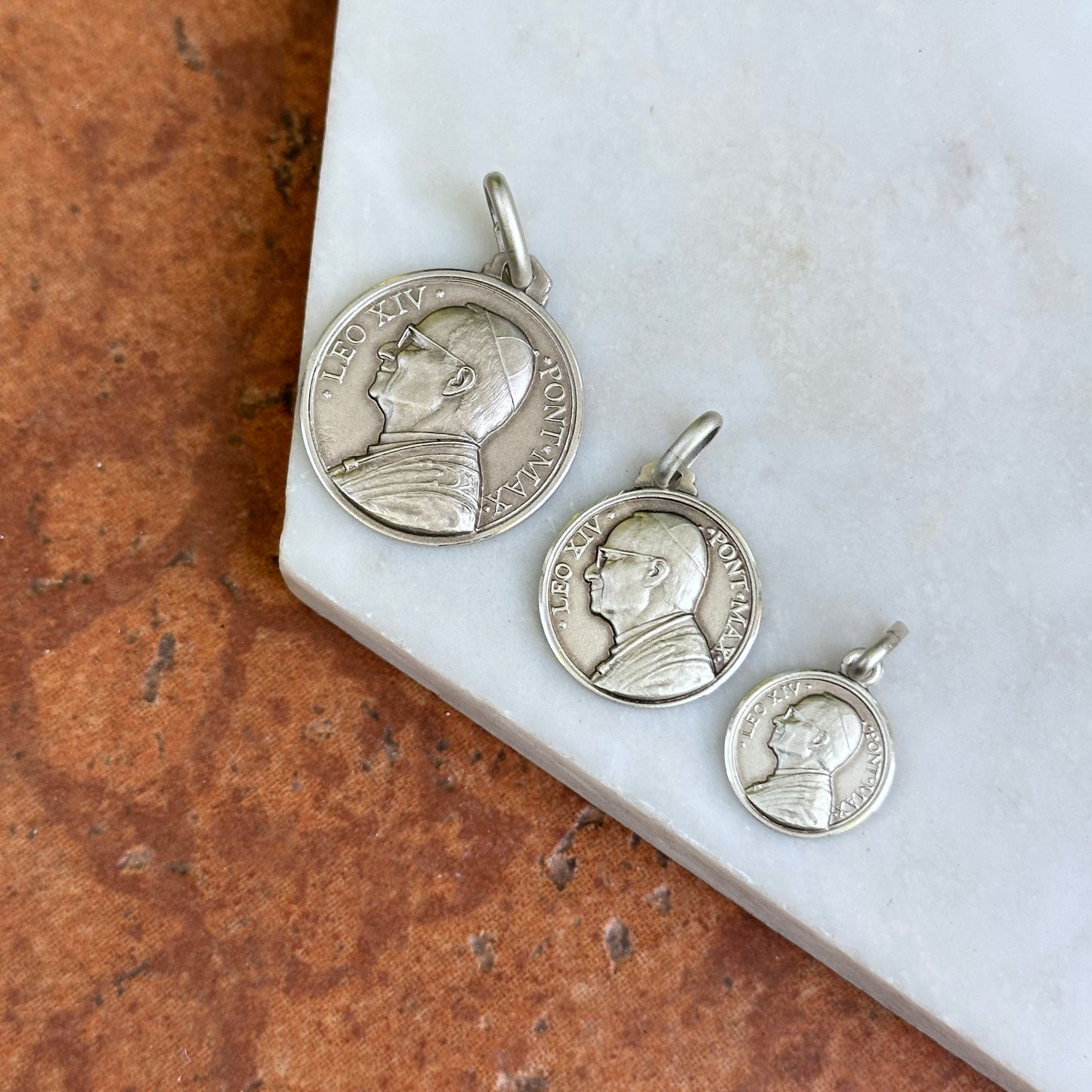 Sterling Silver Pope Leo XIV Round Medal Pendant