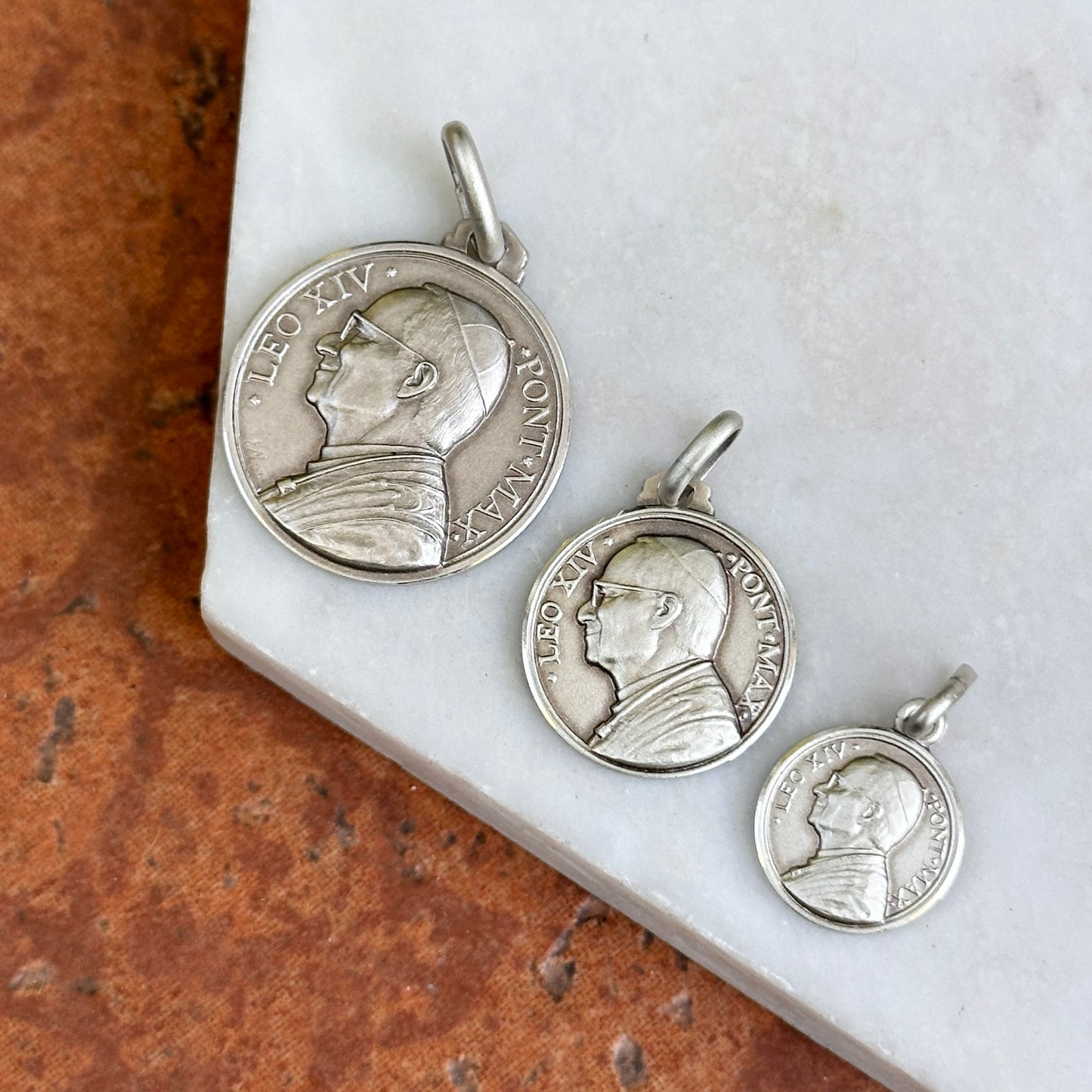 Sterling Silver Pope Leo XIV Round Medal Pendant