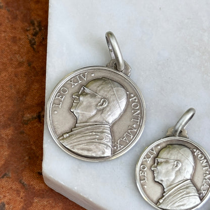 Sterling Silver Pope Leo XIV Round Medal Pendant