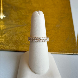 14KT Yellow Gold Marquise Double Row Lab Diamond Anniversary Band Ring