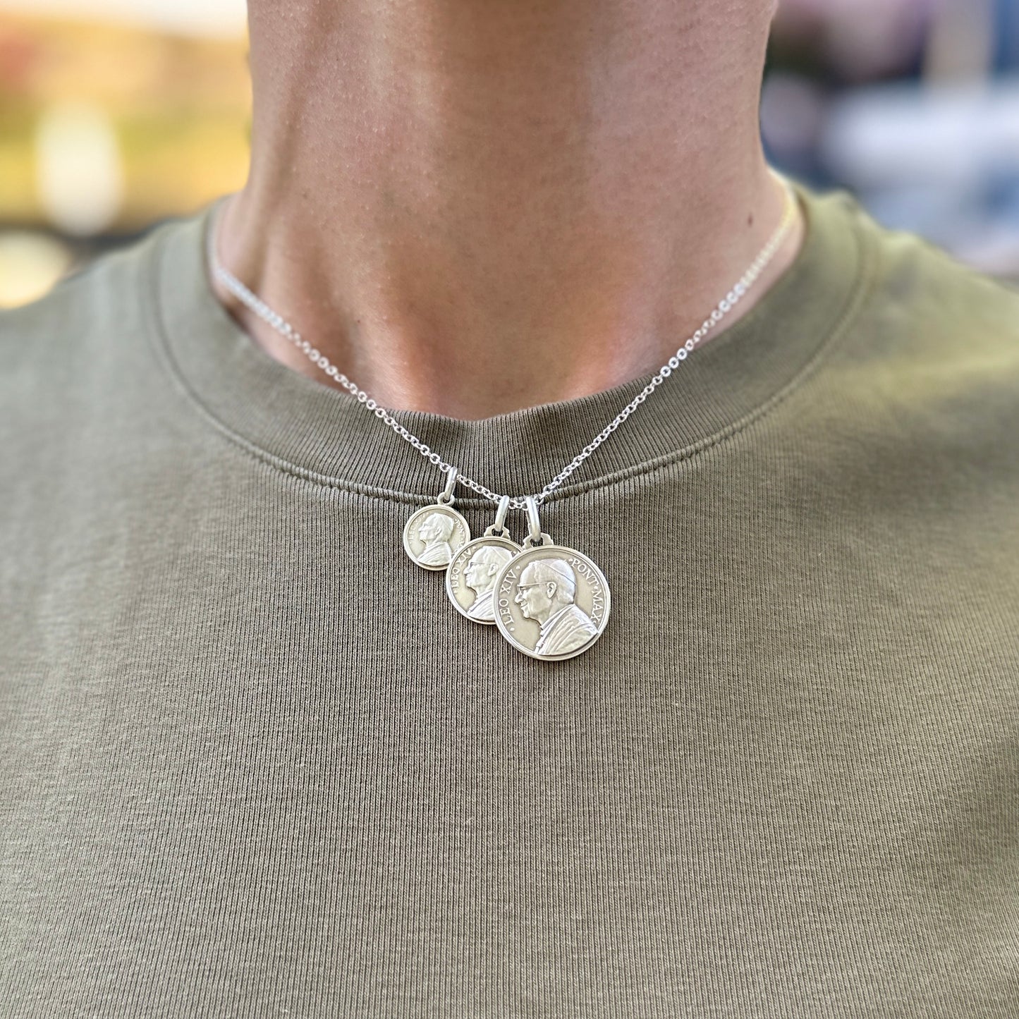 Sterling Silver Pope Leo XIV Round Medal Pendant