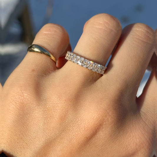 14KT Yellow Gold Marquise Double Row Lab Diamond Anniversary Band Ring - LSJ