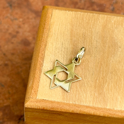 14KT Yellow Gold Star of David Pendant Charm 14mm
