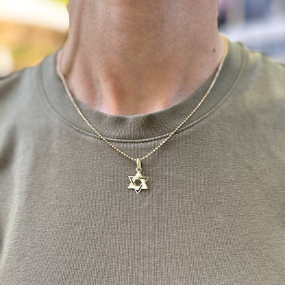 14KT Yellow Gold Star of David Pendant Charm 14mm