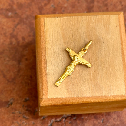 14KT Yellow Gold Matte Crucifix Jesus 2D Solid Cross Pendant
