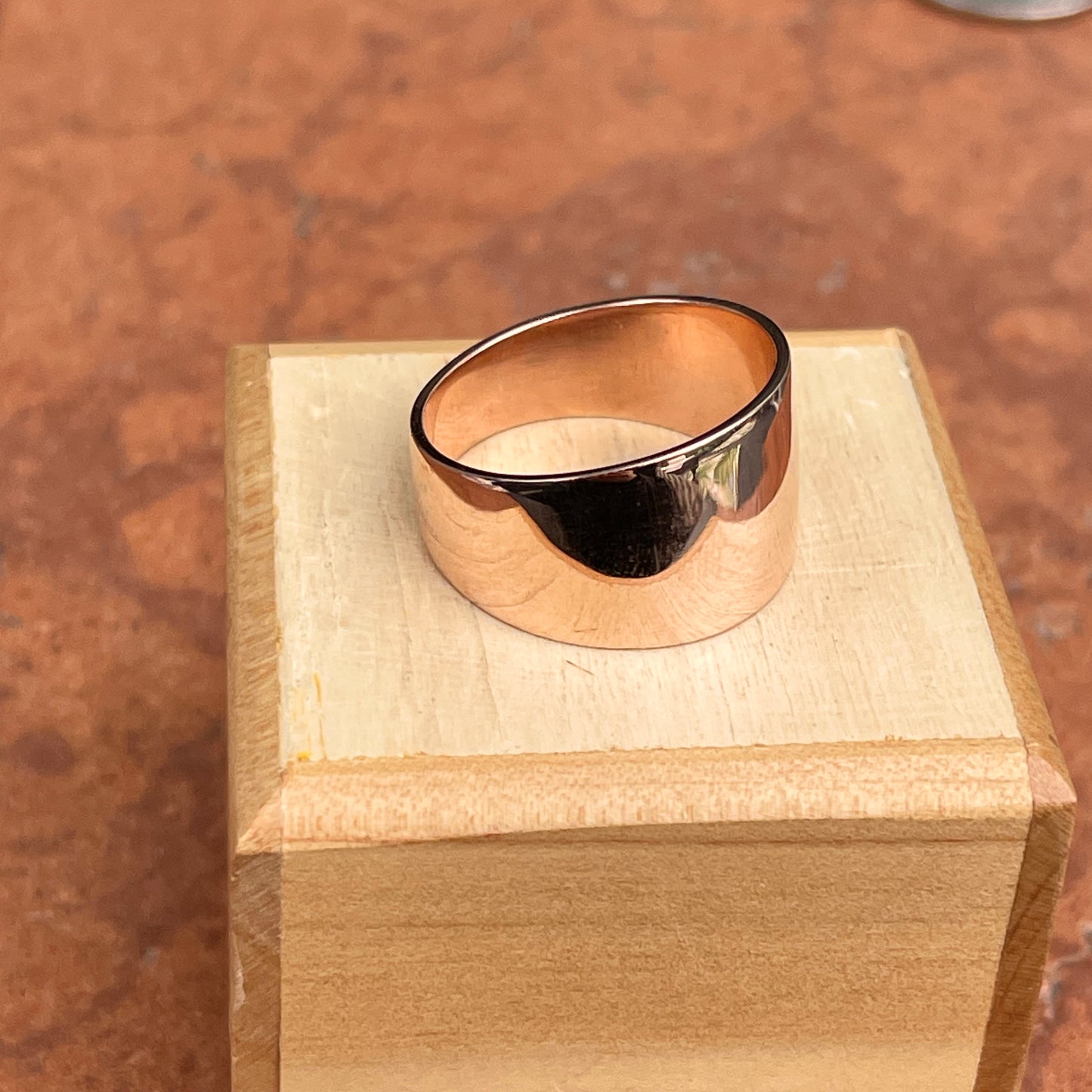 14KT Rose Gold 16mm Wide Polished Cigar Band Ring