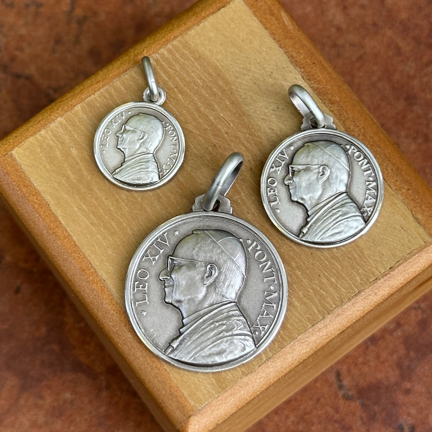 Sterling Silver Pope Leo XIV Round Medal Pendant