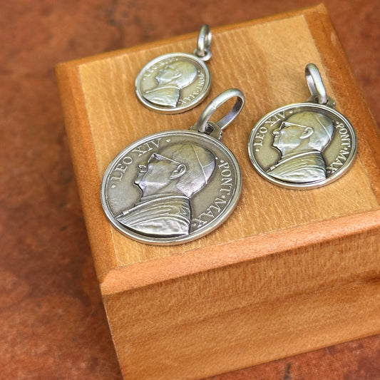 Sterling Silver Pope Leo XIV Round Medal Pendant