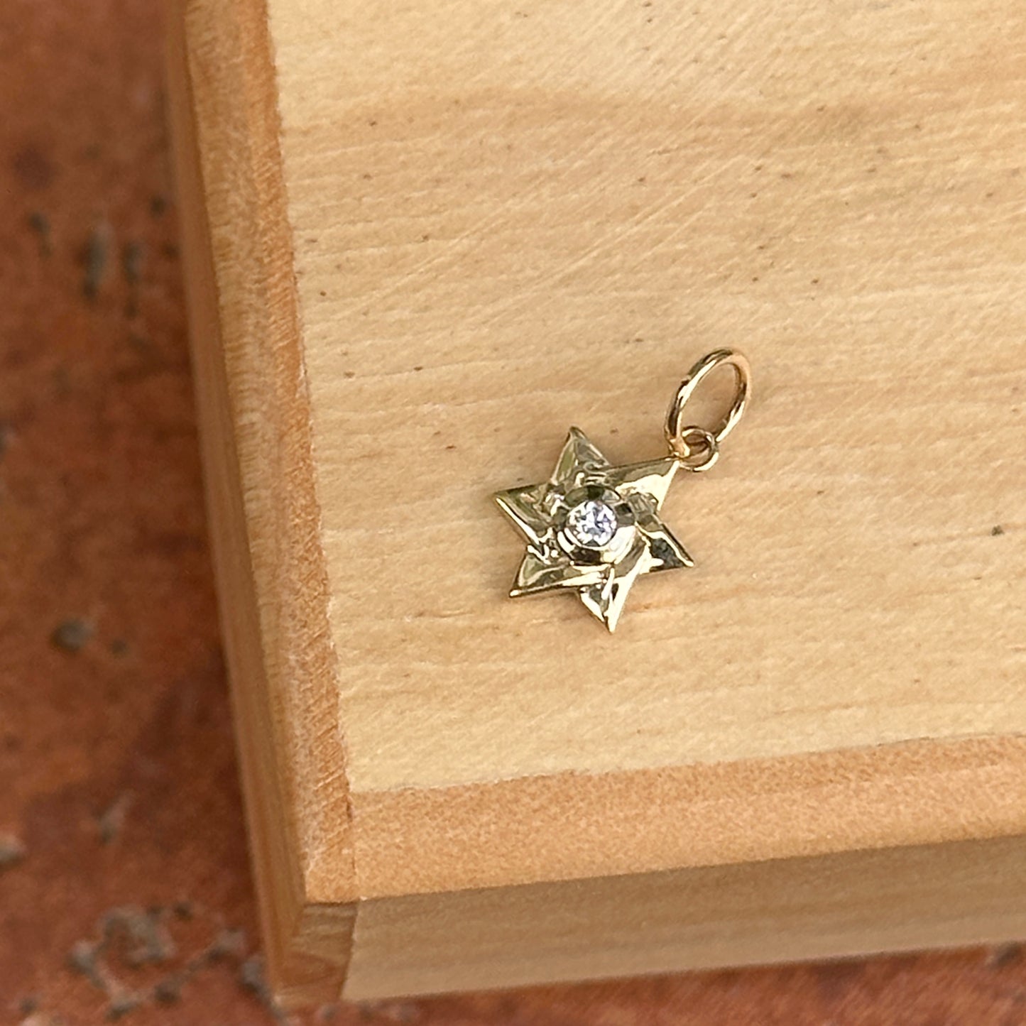 14KT Yellow Gold Diamond Star of David Mini Pendant Charm