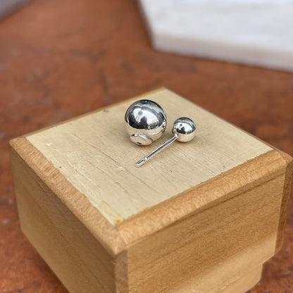 Sterling Silver Polished Double Ball End Stud Earrings